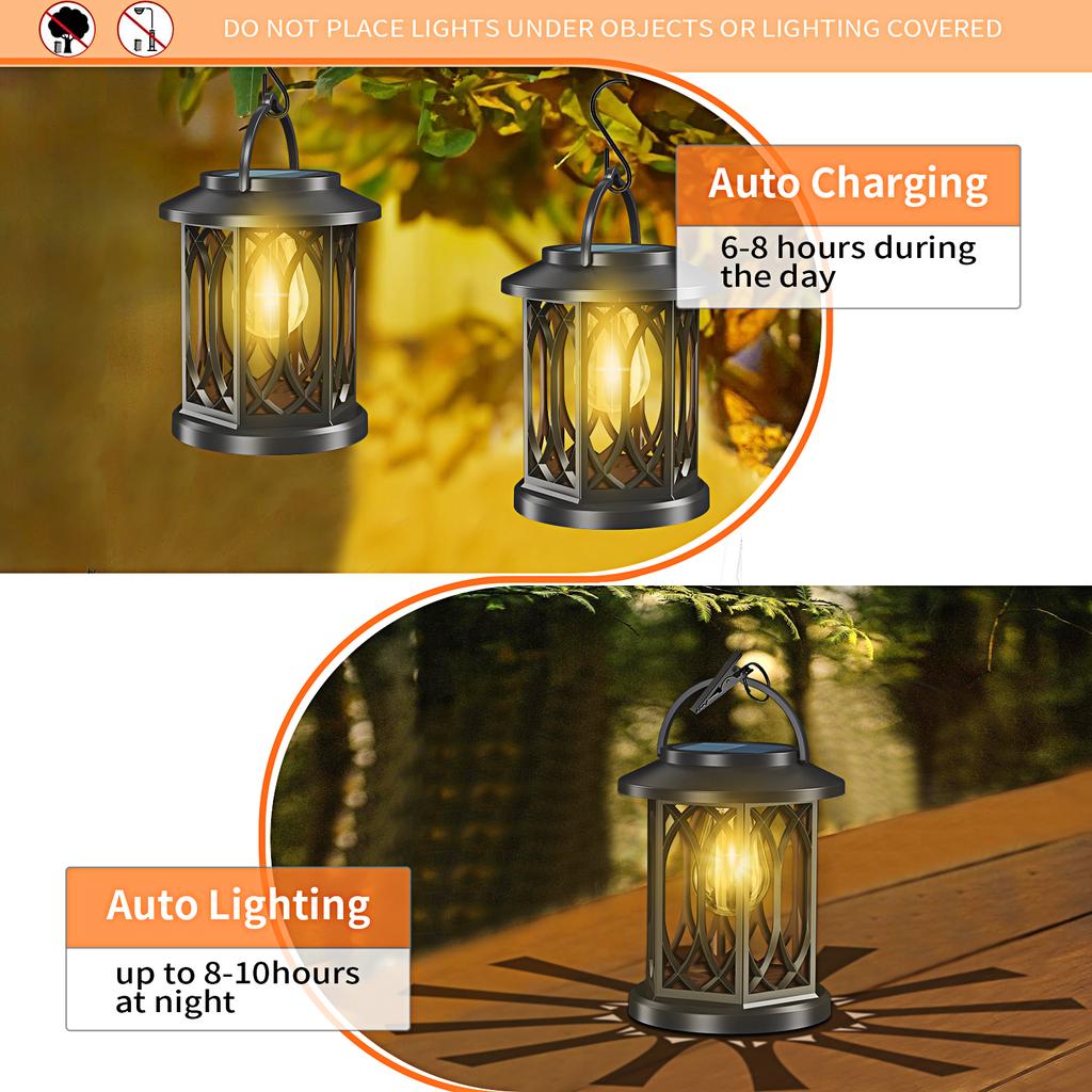 Solar Hanging Lanterns Garden Retro Solar Wall Light Outdoor Waterproof Solar Powered Light with Buld  Patio Yard Festival Decor