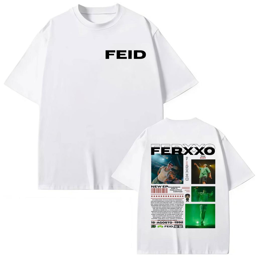 Футболка с мерчем альбома рэпера Feid Ferxxo Мужская Женская Мода Y2k Футболки с коротким рукавом Хлопковые Оверсайз Футболки