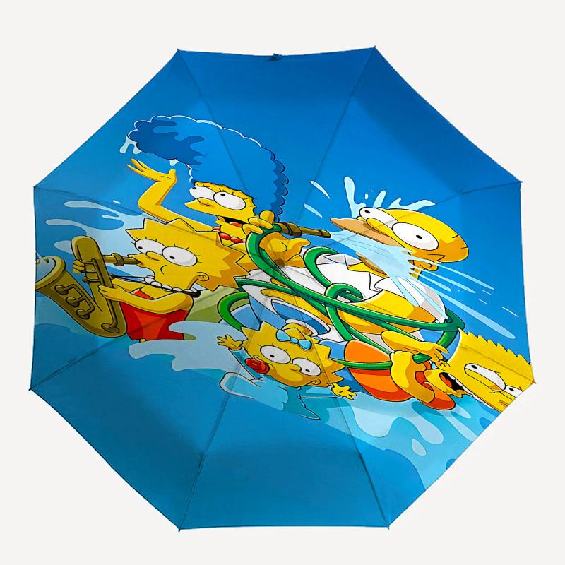 1pc water hose Lisa Simpson umbrella with 8 iron ribs and a plastic handle, automatic opening and closing, and daily use.1024