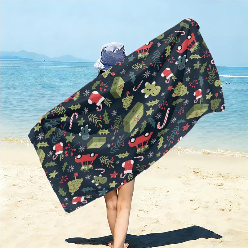 1Pc Winter Snowflakes Beach Towel Microfiber Beach Towel Thin Absorbent For Beach Swimming Yoga Bath Sports