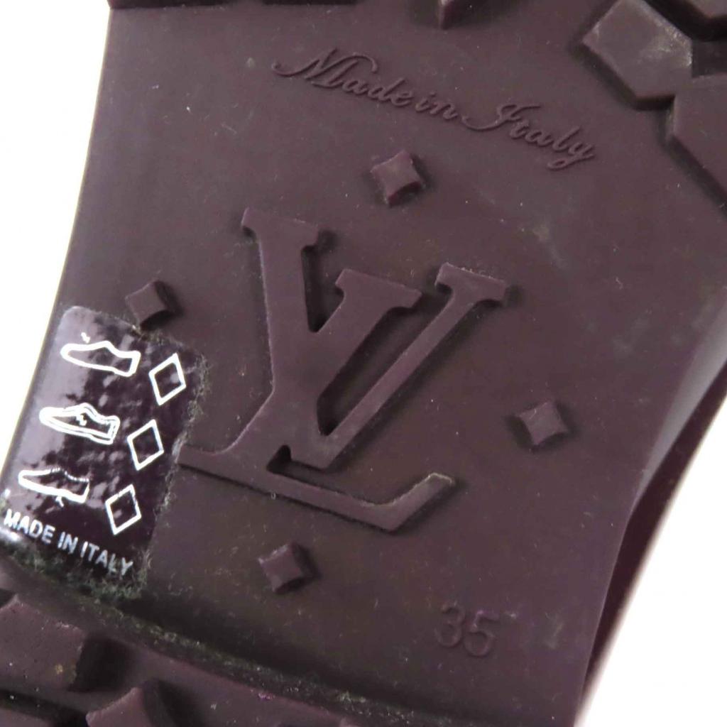 Отличные дождевые сапоги LOUIS VUITTON Монограмма длинные дождевые сапоги Бордовый резиновые Женские Б/у