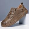 2024 New Leather Casual Shoes Luxury Brand Mens Lace-Up Flats Sneakers Lace Up Oxford Footwear Comfort Outdoor Men Jogging Shoes