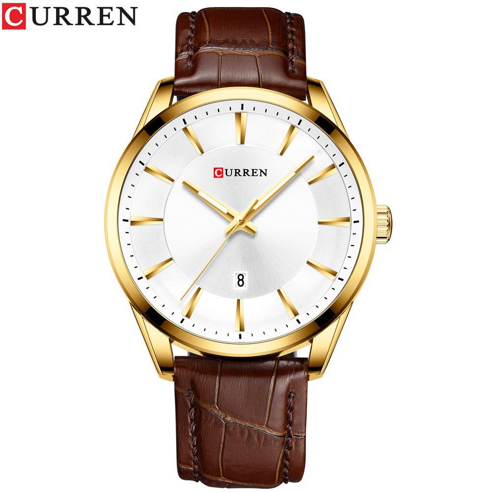 Мужские кварцевые часы Curren 8365 с кожаным ремешком и календарем