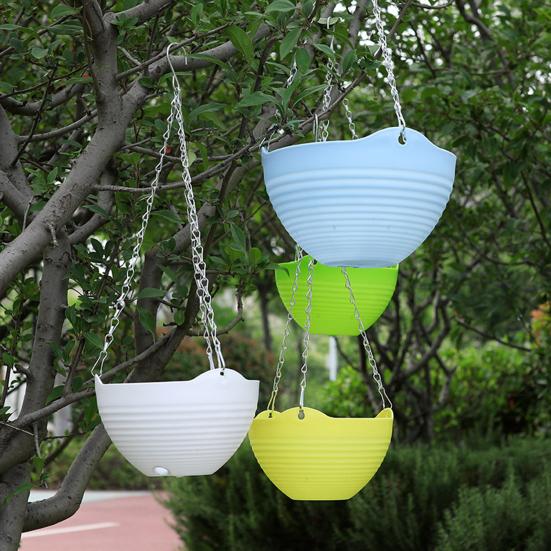 Подвесной цветочный горшок-кашпо с дренажным отверстием, цветочная корзина с металлическими подвесными цепями для домашнего сада, крыльца, балкона, декора