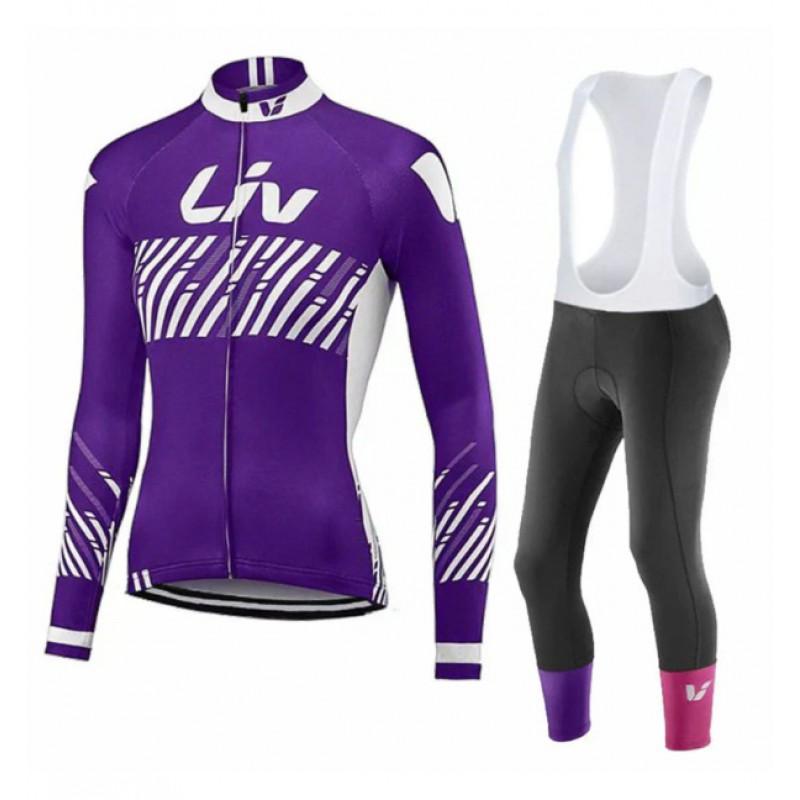 Womens Long Sleeve Cycling Jersey Set Breathable Tour De France Style Bike Riding Outfit