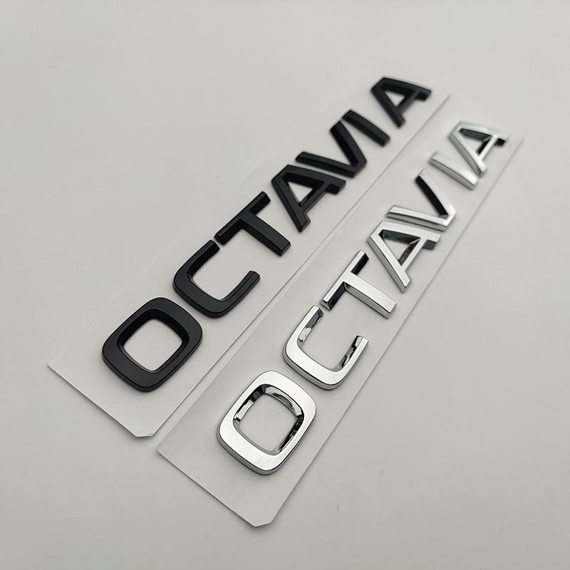 JBIW9 3D ABS Chrome Black Logo Octavia Emblem Letters Car Rear Trunk Sticker For Skoda Octavia 1 2 3 4 MK3 MK4 MK5 RS VRS Accessories
