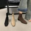 Fashion Vintage Women Ankle Boots Fashion Square Toe Short Booties Autumn Winter Thick Heel Ladies Shoes Botas Mujer