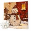 DIY Mini Framed Pearl Painting Kit Beads Snowman Canvas Home Decor Painting