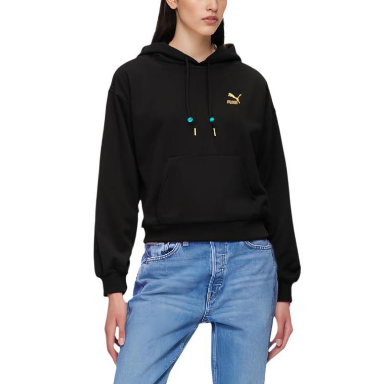 Puma Вышитый логотип толстовка женская толстовка черная 627269-01