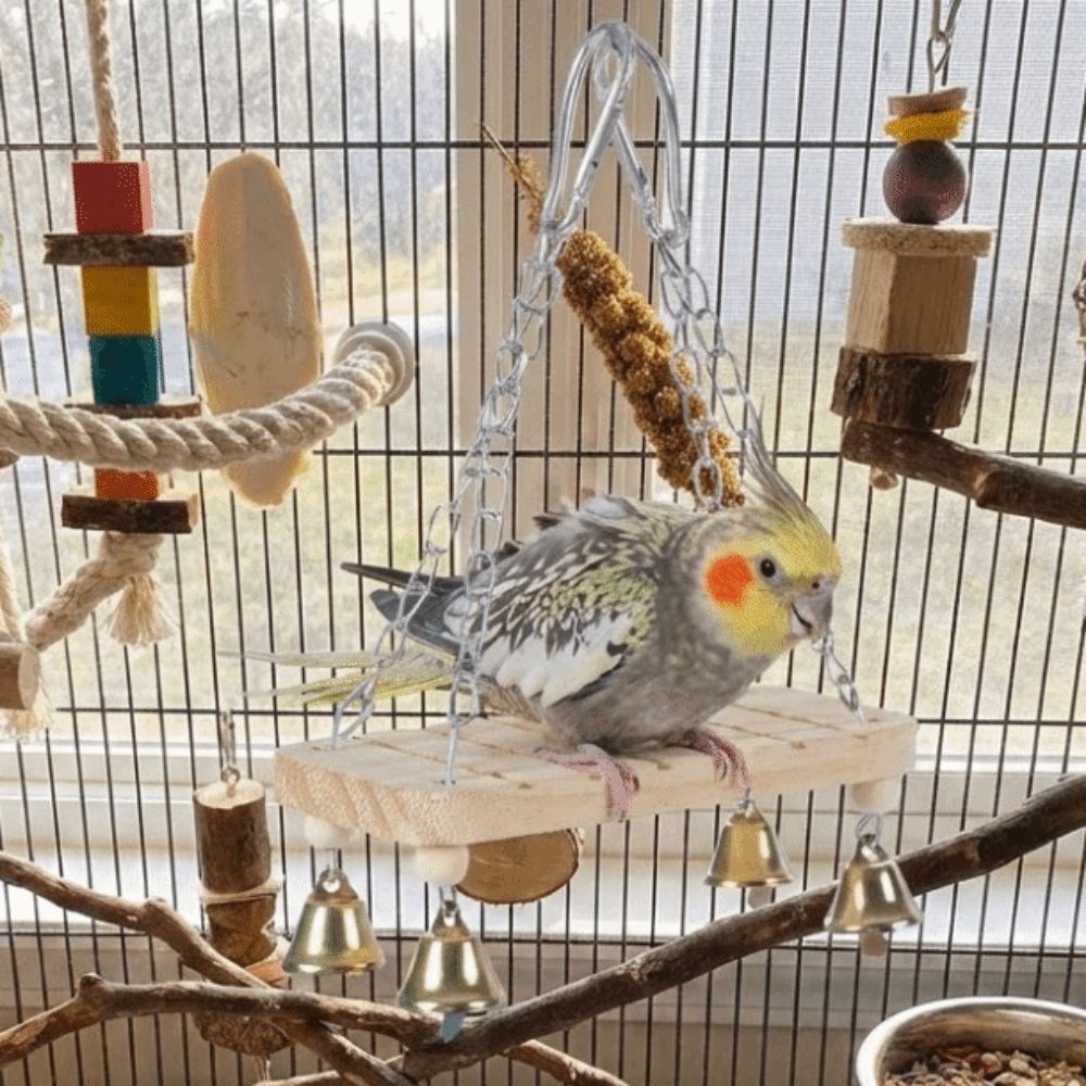 Деревяные подвесные качели для птиц с крючком, игрушка-качели для птиц, гамак, качели для попугая, развлечение для мелких домашних животных