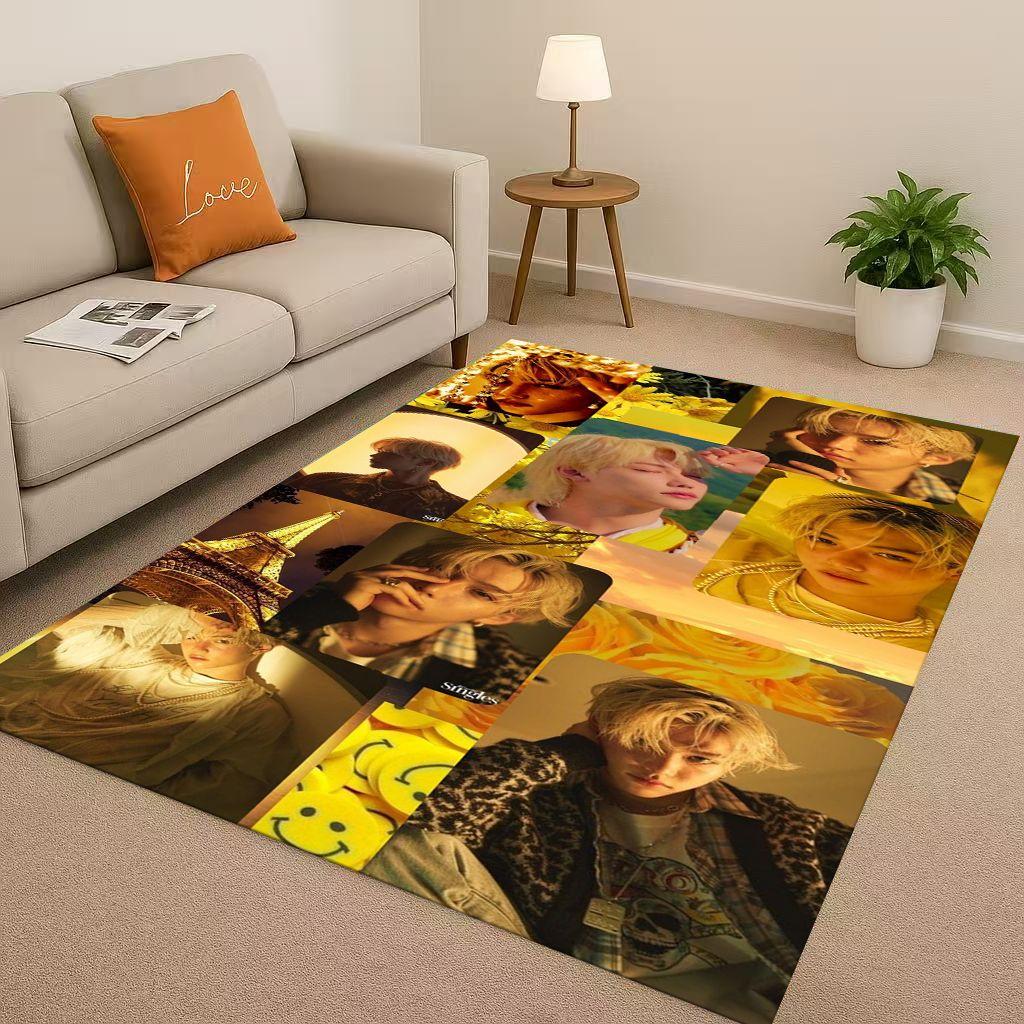 3D Kpop Felix Star Art living Room Non-Slip Area Rug Soft Carpet for Bedroom Playroom and Sofa,Easy Clean Home Decor Doormat