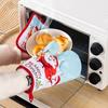 1 Set Baking Glove Cartoon Pattern Christmas Glove Heat-resistant Oven Glove with Mat for Home Kitchen