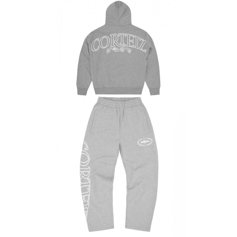Corteiz Devil Island Zip Hoodie Set Loose High Street American Streetwear Print Sweatpants Mens Casual Tracksuit