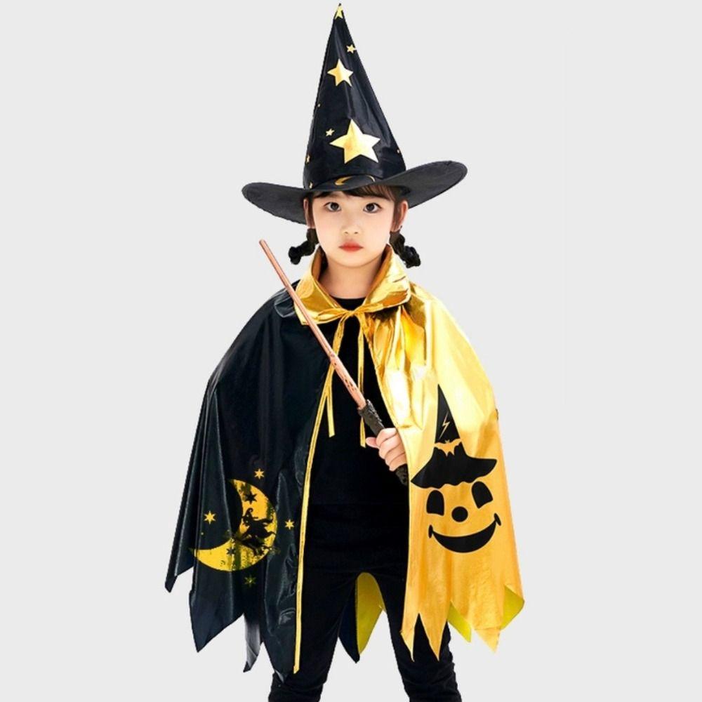 Pointed Hat Kids Halloween Cloak Hat Set Dressing Up Children Halloween Costume Halloween Perform