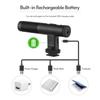 Portable Stereo Microphone Video Recording Mic 3.5mm TRS Plug Built-in Rechargeable Battery for