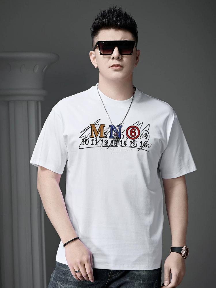 European Style 2025 Summer New Men's Letter Print Rhinestone Short-Sleeve T-Shirt Trendy Brand Half-Sleeve Top Round Neck Tee