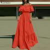 Women Casual Loose Off Shoulder Holiday Beach Long Dress
