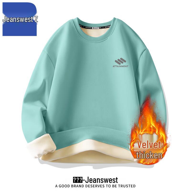 Jeanswest Men's Winter Fleece-Lined Round Neck Sweatshirt ANJ14