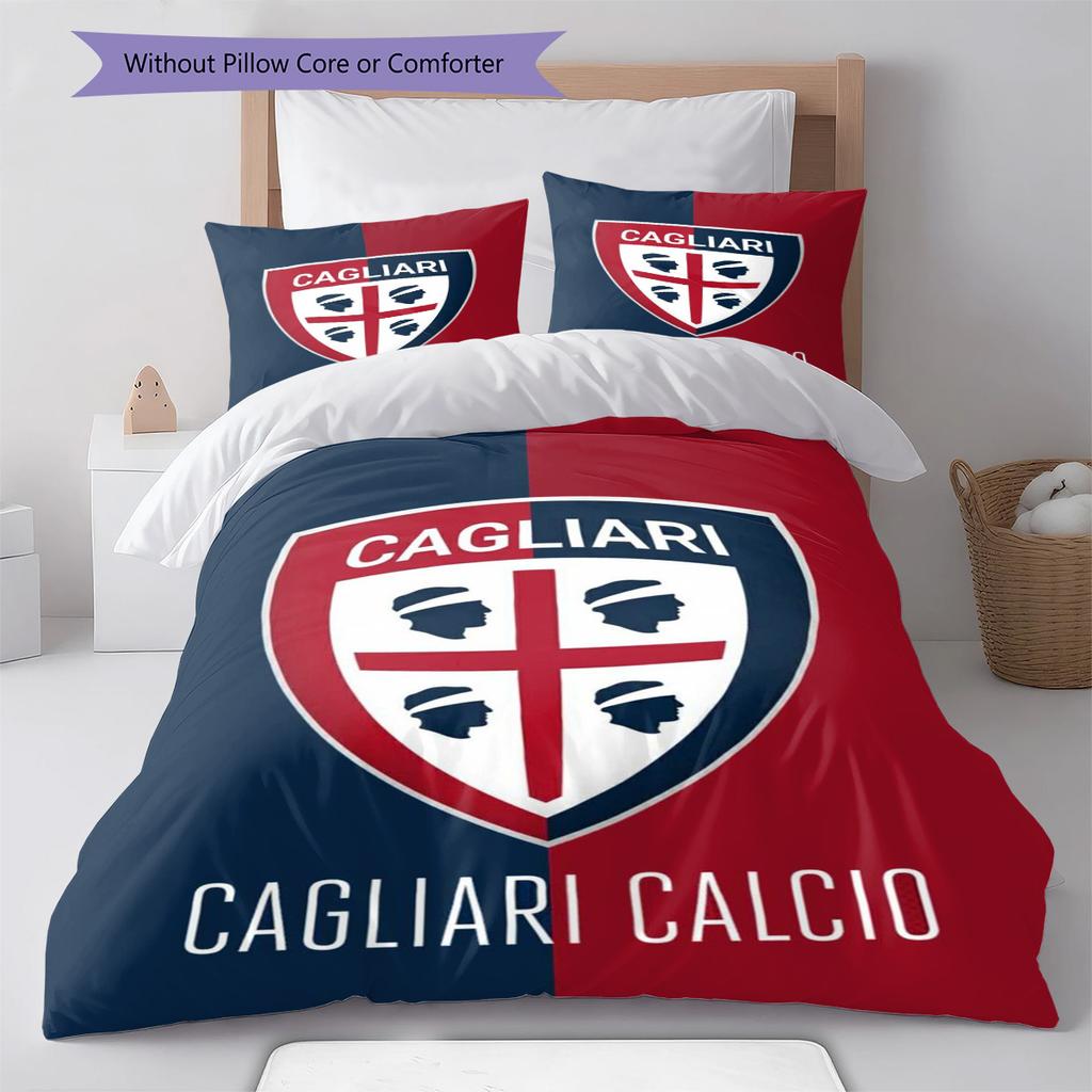 Cagliari Calcio Pattern Bedding Set Quilt Cover Pillowcase Home Decor Gift (1 * duvet cover + 2 * pillowcase, without core)