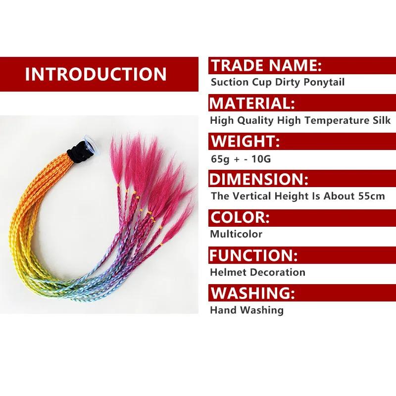 24-дюймовый шлем, косички, хвостик для женщин, мотоциклетный шлем, косички, хвостик для мотоцикла, косички, хвостик с присоской