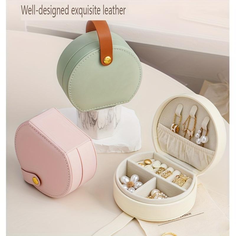 1PC Women Mini Jewelry Storage Box, Portable Home Travel Earrings Necklace Storage Case, Ring Organizer PU Leather Display Case