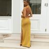 2024 европейское и американское трикотажное платье с разрезом, женская одежда, открытая лямка, сексуальные подтяжки, пляжная юбка с открытой спиной, длинное женское платье