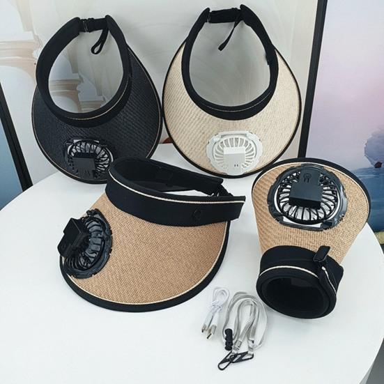 Веерная шляпа с широкими полями, дизайнерская повязка на голову, мужская и женская складная шляпа от солнца, перезаряжаемая вращающаяся на 360 градусов веер, пустой цилиндр