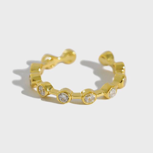 ANENJERY Тонкие кольца с микроинкрустацией цирконом для женщин, кольца с индивидуальным темпераментом, регулируемый праздничный подарок