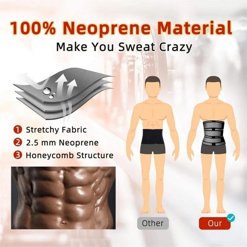 Men Waist Trainer Fitness Waist Trimmer Belt Workout Cincher Corsets Slimming Body Shaper Weight Loss Fat Burner Sweat Straps