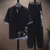 Men's Summer Thin Sportswear Short Sleeve + Long Pants 2 Piece Set
