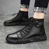2024 Мужские высокие мотоциклетные ботинки Модные черные кожаные ботинки Новые уличные водонепроницаемые ботинки на платформе Мужские ботинки Роскошные дизайнерские