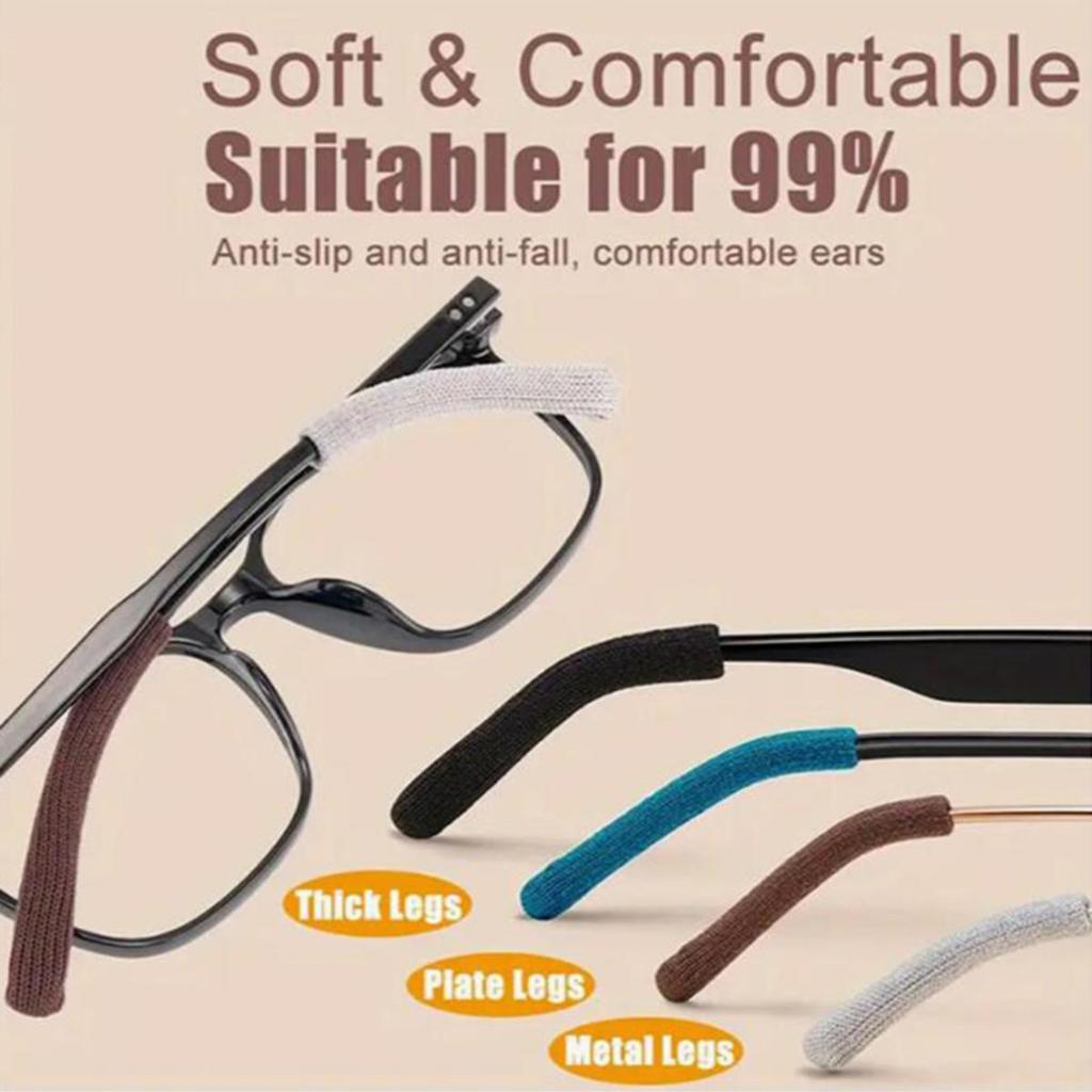 Anti-Slip Eyeglass End Temple Tips Soft Cotton Fabric Frame Leg Glasses Retainer Cushion Ear Sock Sleeve Comfort Eyewear