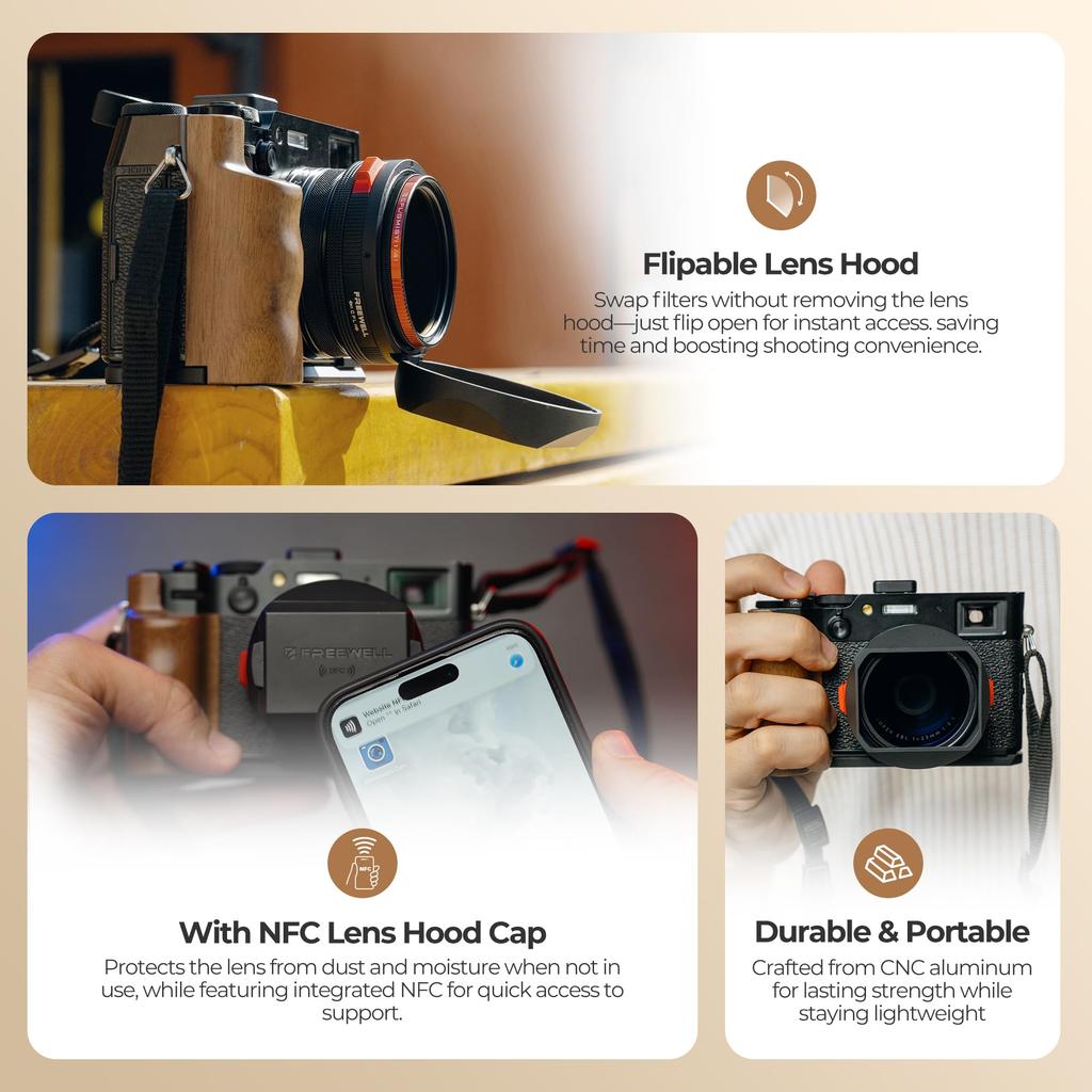 Freewell Интегрированная бленда-фильтр для FUJI X100VI X100V X100 X100S X100F X100T с гибридным CPL Black Mist Silver и фильтром, (FW-FU-XSR)