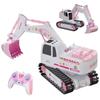 Pink RC Excavator for Girl Remote Control Digger Construction Truck Car Engineering Vehicle Electric Toy Kid Girl Gift