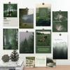 15/30 постеров-зеленая туманная горная открытка для внутреннего ресторана, кофейни, спальни, настенный фон, декоративные наклейки на стену своими руками (Нестандартный размер 60-150 мм)