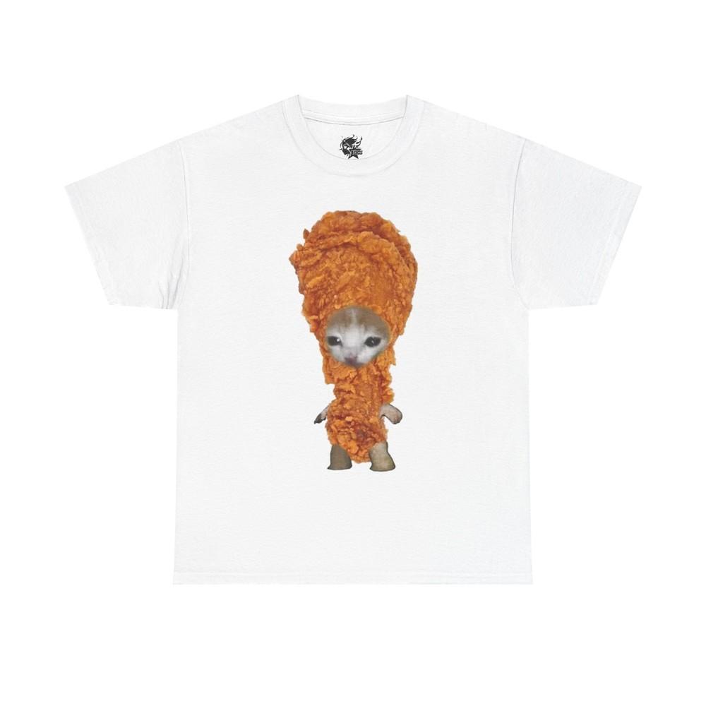 Cute Kitty Drumstick Meme Heavy Cotton Tee Unisex T-Shirt