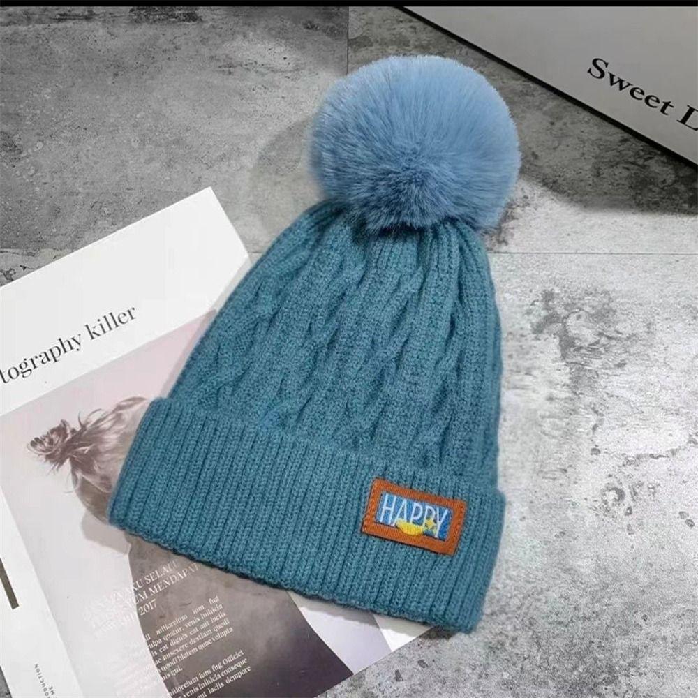 Keep Warm Knitted Cap Thickened Pompoms Hat Fashion Winter Hat  Women