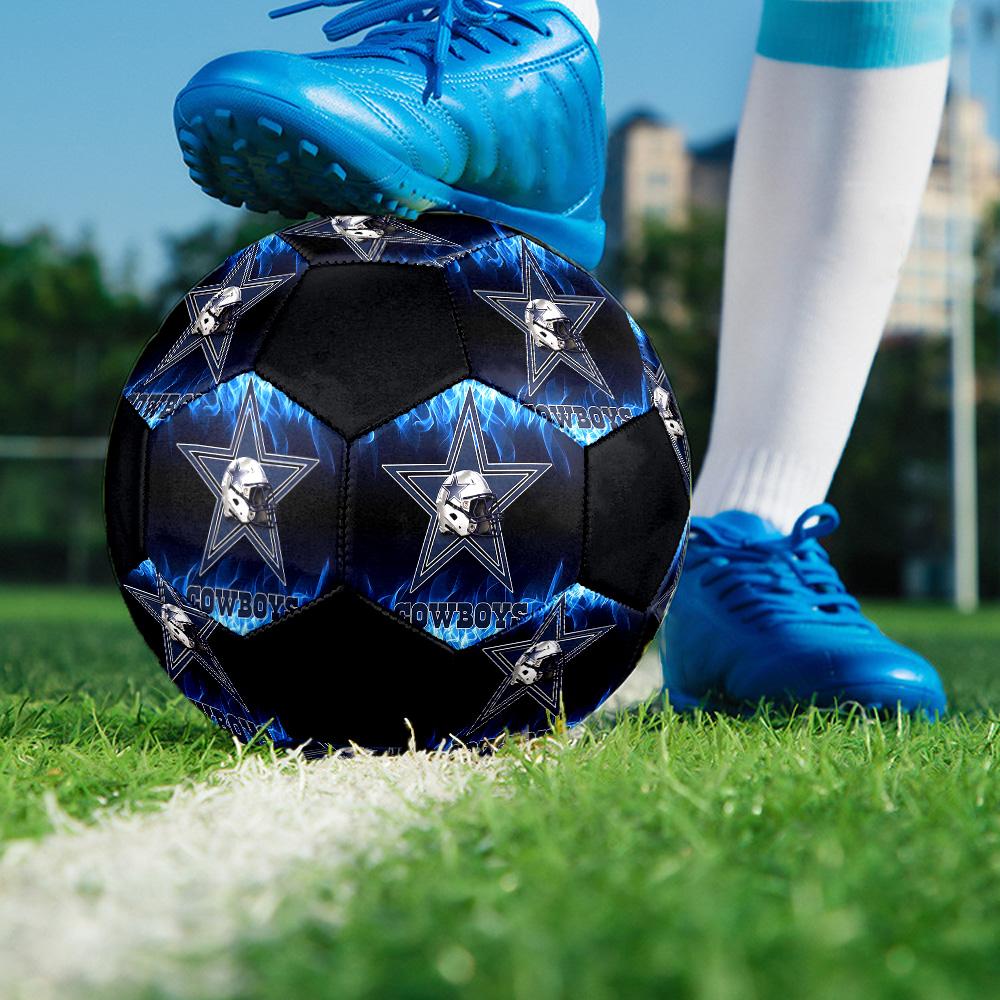 Cowboys Football Indoor Soccer Ball Colorful All Ages Size 5 Machine Stitched PVC Competition Ready Durable High-Bounce