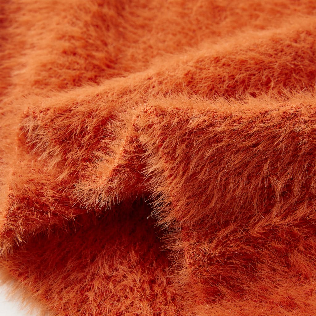 Sweter Dziecięcy Z Dzianiny, Palony Pomarańcz, 116