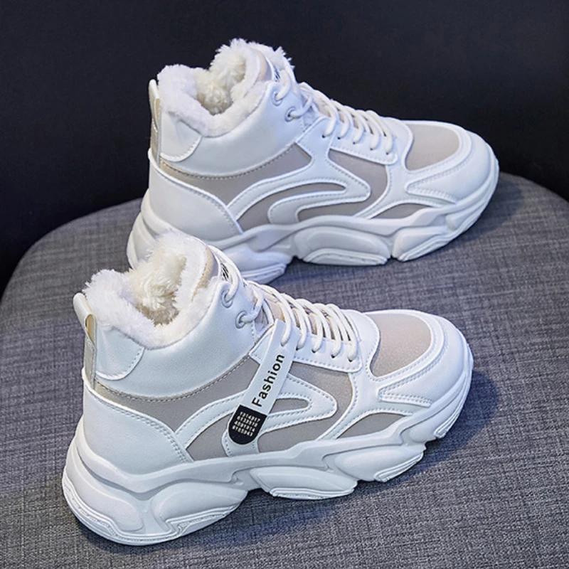 Новые повседневные зимние ботинки на платформе, зимние женские теплые кроссовки, женские ботильоны из плюша и хлопка, женские нескользящие ботинки Zapatillas Mujer