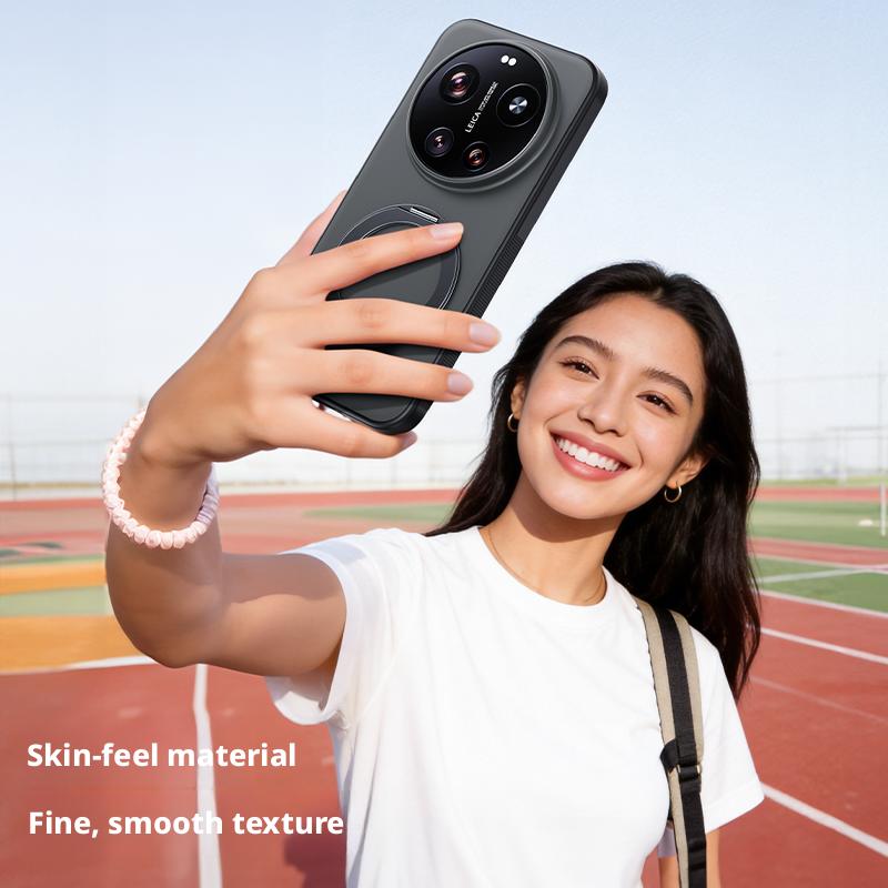 Для Xiaomi Mi 17 Ultra Чехол Каменная Песчинка Анти-Отпечатки Пальцев Анти-Масло Магнитный 360° Поворотная Подставка Тонкий Хват Мягкий Чехол Обложка