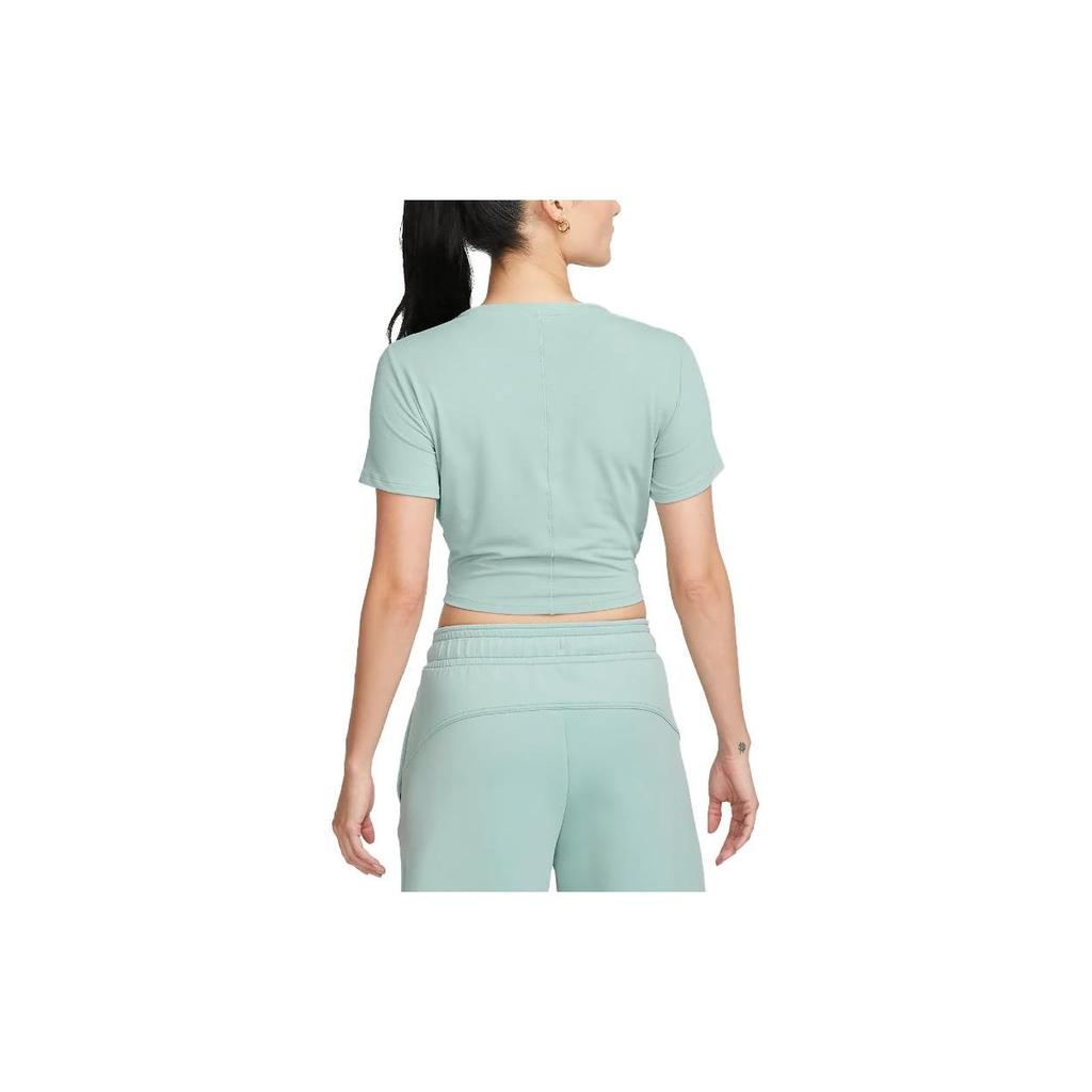 Nike Женская футболка Dri-FIT One Luxe с однотонным логотипом Twist Dry с короткими рукавами, минеральные топы DD4922-309