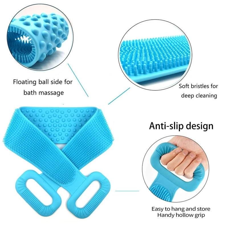 Body Silicone Brush Scrub Body Exfoliating Sponge Brush Bathroom Shower Back Brush Bathtub Scrub Skin Cleaning Tool Bath Belt