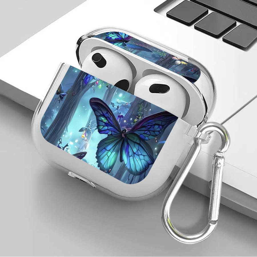 Clear Earphone Cases Cover Case For Airpods Pro 4 Pro3 3 2 1 Pro2 Cartoon Butterfly Pattern