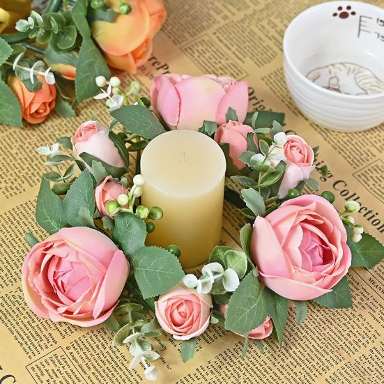 2 шт., подсвечник, гирлянда, реалистичный подсвечник, венок, долговечный искусственный венок для украшения дома, вечеринки