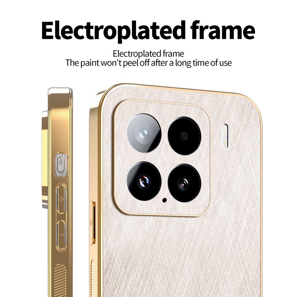 KADEM For Xiaomi 15 Case Electroplating Silk Texture PU+TPU Phone Back Cover
