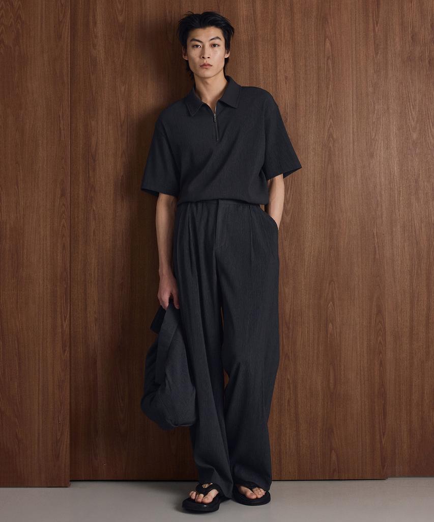 TNGT [Set] Kinoshita Seersucker Jacket & Maxi-Wide Pants (Grey) 0Tpa6E207G2