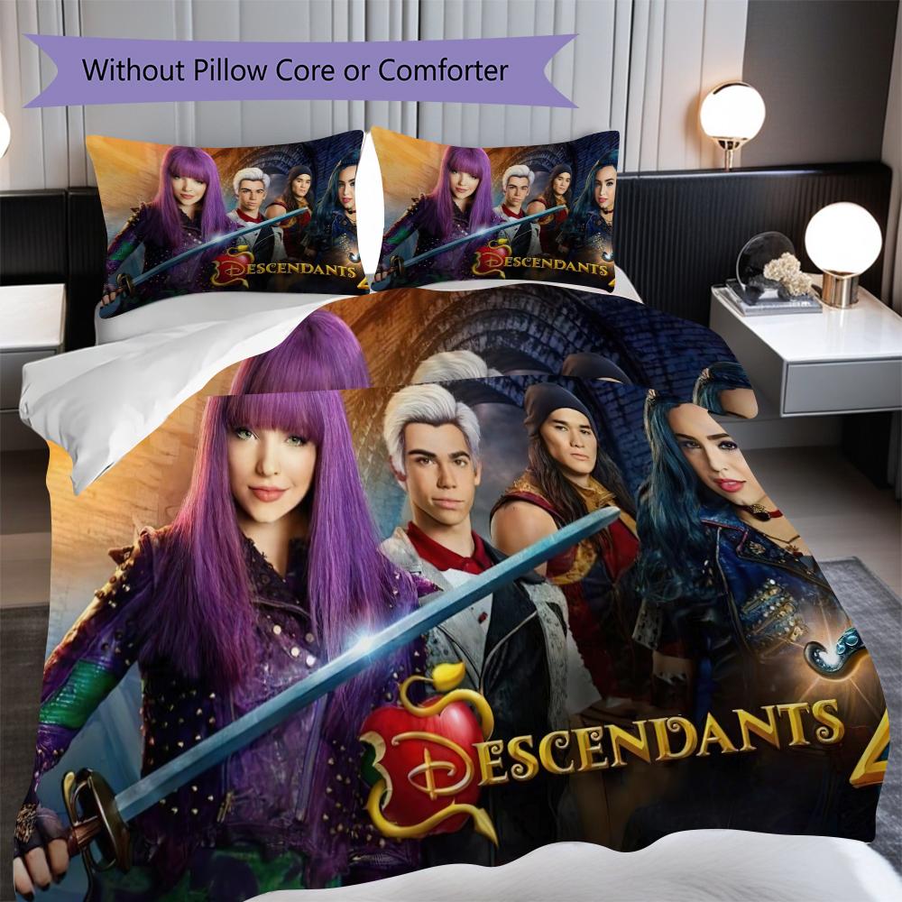 1PC Descendants pattern Bedding Quilt Set Quilt Cover Pillowcase Home Decoration Birthday Gift (1 * duvet cover + 2 * pillowcase, without core)