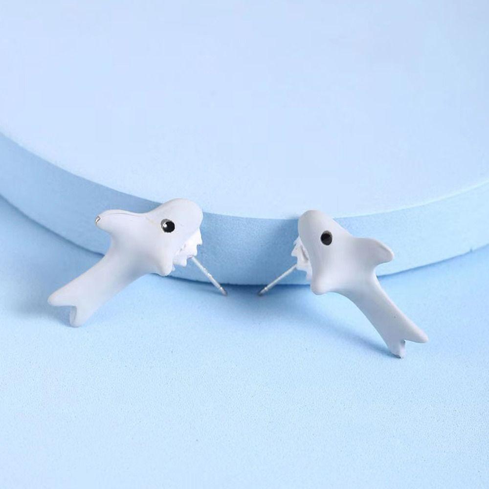 Whale Cartoon  Animal Biting Stud Earrings Metal Whale Earrings Dinosaur Bite Earring  Girl