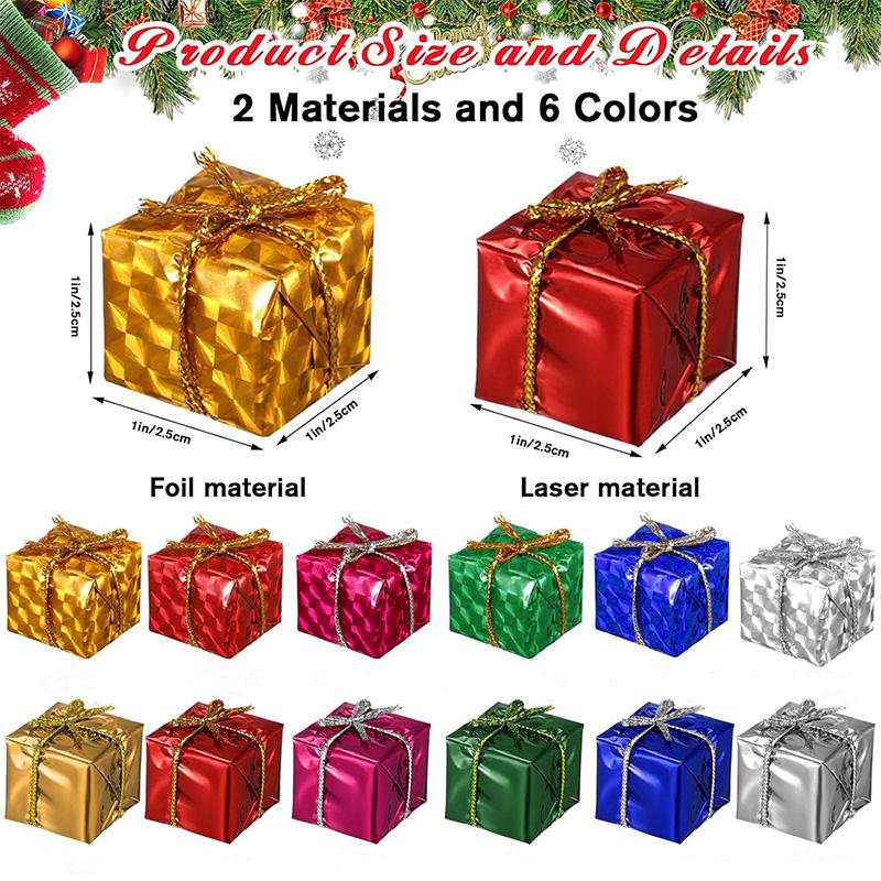 6/12Pcs Christmas Decoration Color Gift Box Hanging Christmas Tree Pendant Ornament for Home New Year Party Navidad 2026 Decor